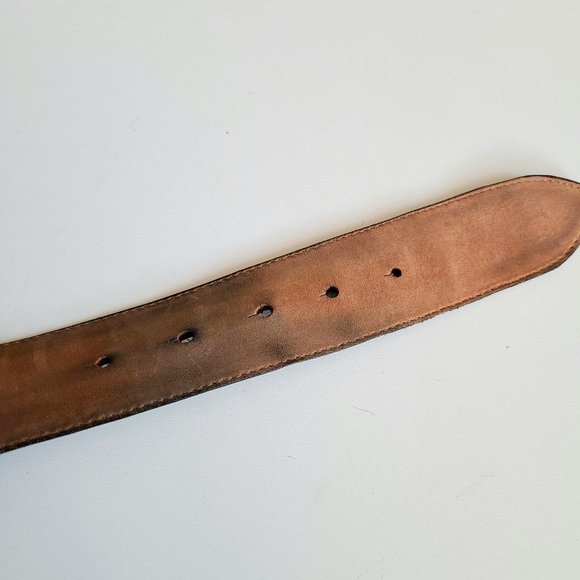 Josef soft brown leather belt with brass buckle. - Picture 7 of 10